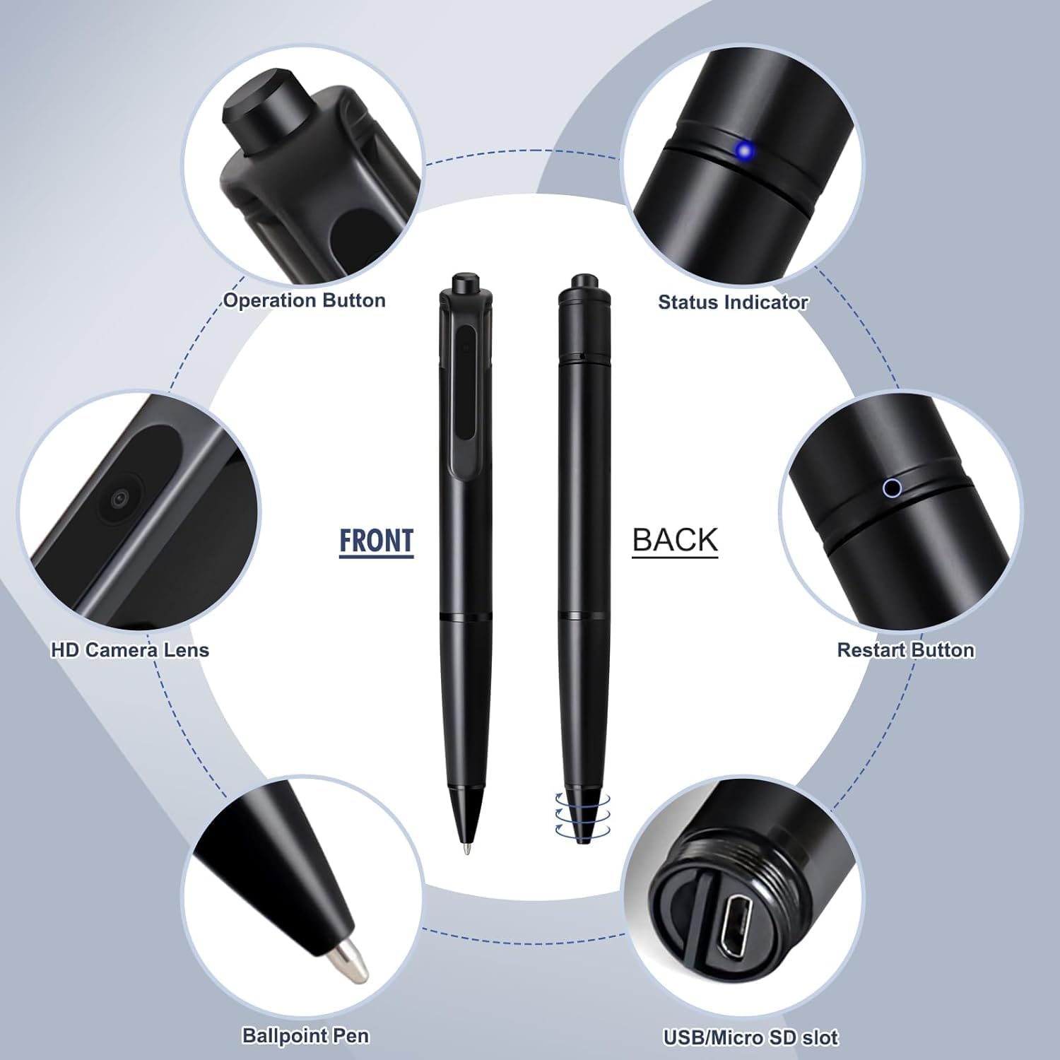 1080P Pen Camera | HD Video & Photo Recording | SD Card Support | Portable Pen Camera